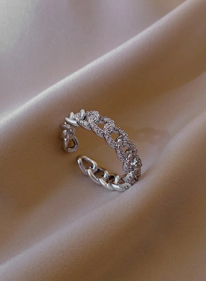 Take Two  Silver Link Chain Cuff Ring for Women | Best Price UAE