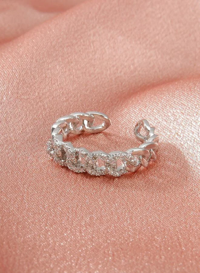 Silver Link Chain Cuff Ring