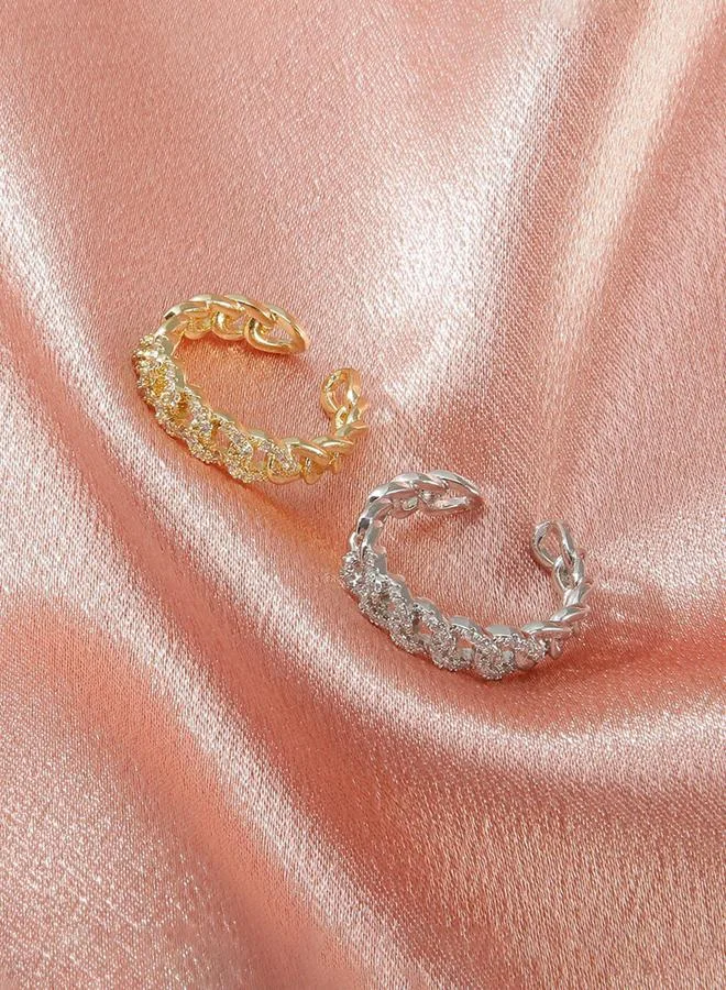 Take Two  Silver Link Chain Cuff Ring for Women | Best Price UAE