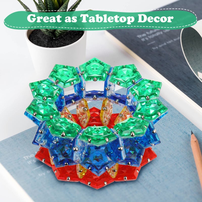 RoomyRoc Magnetic Fidget Sphere - Pentagons Magnets Balls - 12 Piece Set - Crystal Green - Magnet Fidgets Toy - Creativity Beyond Imagination, Inspirational, Recreational, Desk Toys for Adults - Image 5