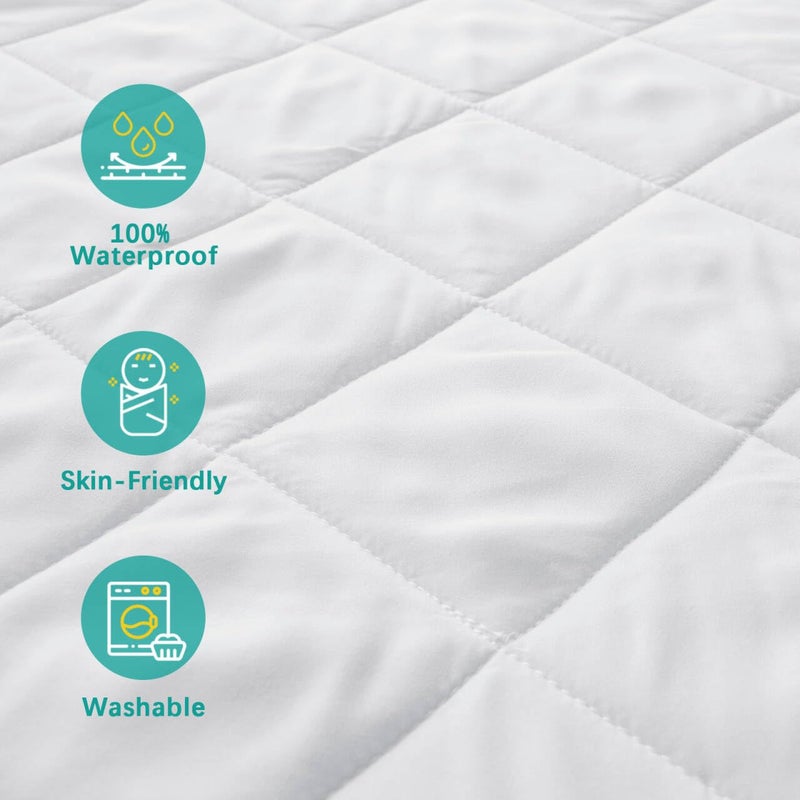 Biloban Zippered Crib Mattress Protector - Waterproof Crib Mattress Encasement, Breathable and Absorbent, 6 Sides Fully Encased Cover - Image 5