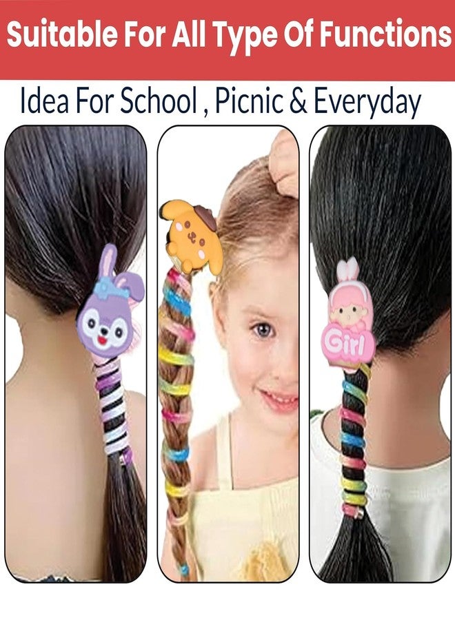 Bloriza (Pack of 2) Fancy Spiral Telephone Wire Hair Bands for Girls & Kids – Colorful Cartoon Elastic Hair Ties – Stylish Ponytail Holders (Random Designs) - Image 5