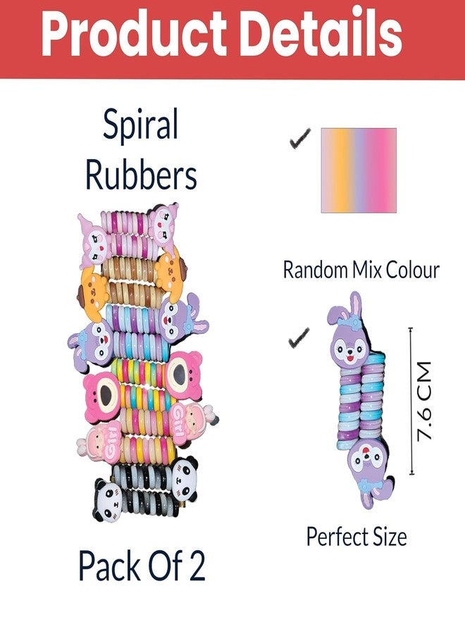 Bloriza (Pack of 2) Fancy Spiral Telephone Wire Hair Bands for Girls & Kids – Colorful Cartoon Elastic Hair Ties – Stylish Ponytail Holders (Random Designs) - Image 1