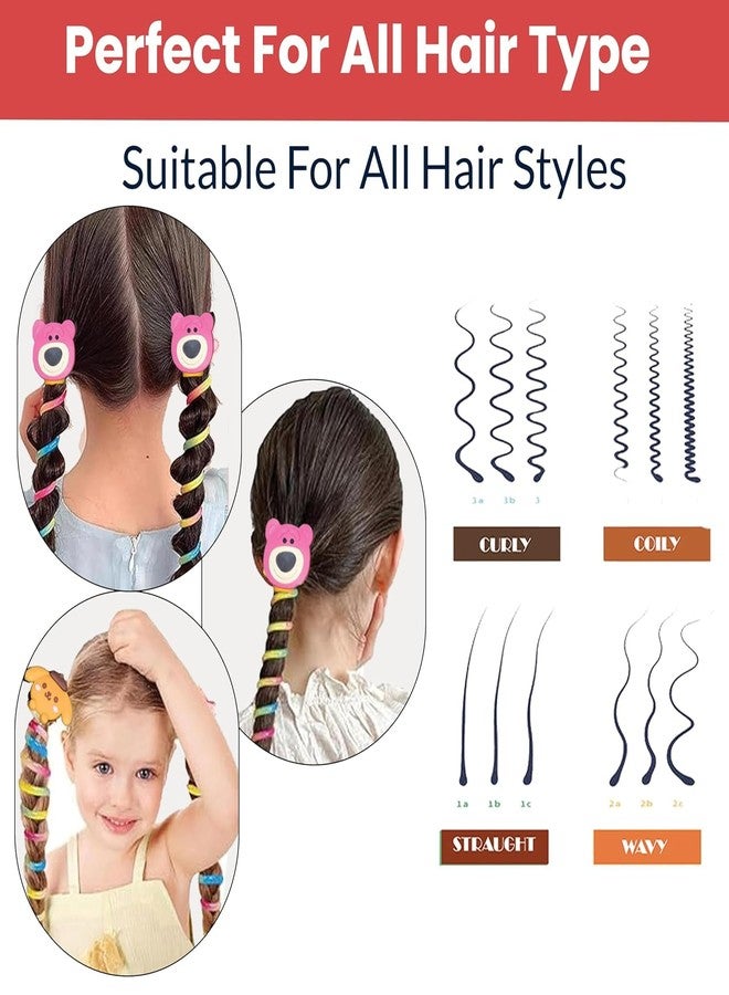 Bloriza (Pack of 2) Fancy Spiral Telephone Wire Hair Bands for Girls & Kids – Colorful Cartoon Elastic Hair Ties – Stylish Ponytail Holders (Random Designs) - Image 4