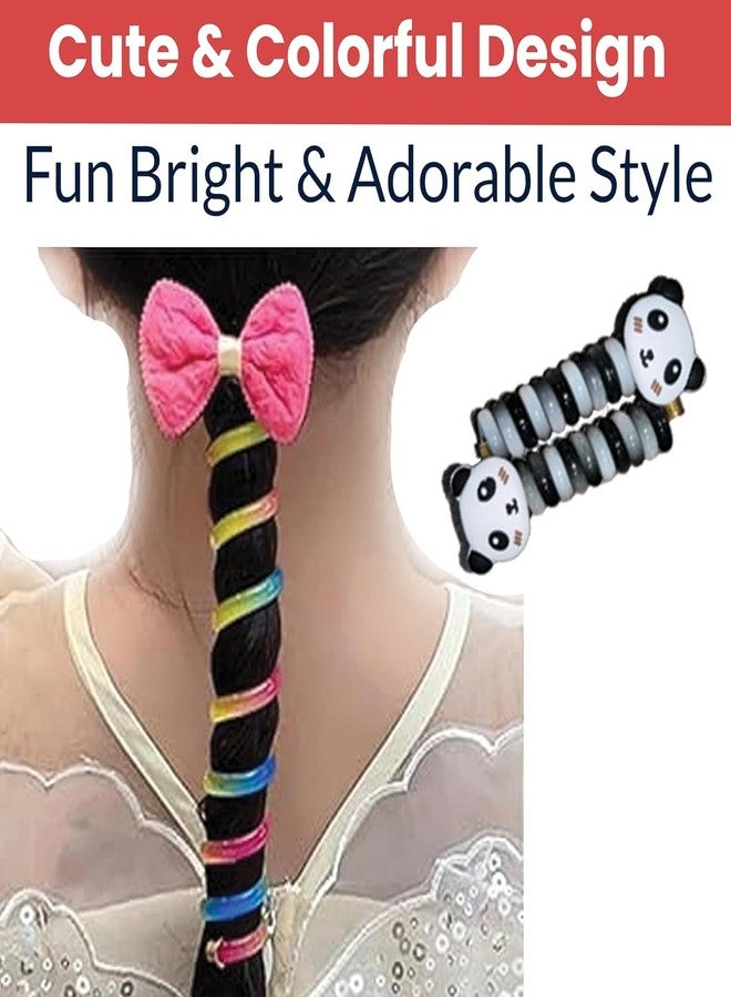 Bloriza (Pack of 2) Fancy Spiral Telephone Wire Hair Bands for Girls & Kids – Colorful Cartoon Elastic Hair Ties – Stylish Ponytail Holders (Random Designs) - Image 3