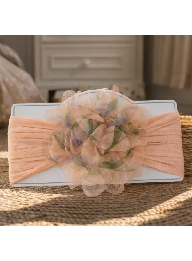 Kids fabric headband with a soft tulle flower, lightweight and comfortable, perfect for daily wear and special occasions. Available in multicolour. - Image 2