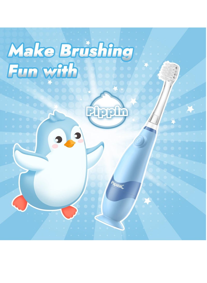 Papablic Papablic Toddler Sonic Electric Toothbrush for Ages 1-3 Years, Baby Electric Toothbrush with Cute Penguin Cover and Smart LED Timer, 2 Brush Heads (Pippin) - Image 4