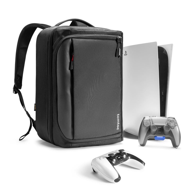 tomtoc Travel Backpack for PS5/ PS5 Pro Console, Accessories, Protective Carrying Case Storage Bag Compatible with Sony PlayStation 5 Console, Headset, 2 Game Discs, PS5 Controller, Charging Station - Image 1