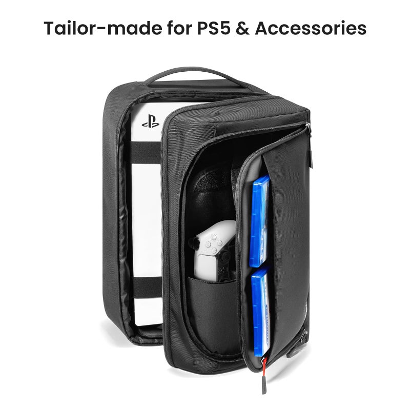 tomtoc Travel Backpack for PS5/ PS5 Pro Console, Accessories, Protective Carrying Case Storage Bag Compatible with Sony PlayStation 5 Console, Headset, 2 Game Discs, PS5 Controller, Charging Station - Image 3