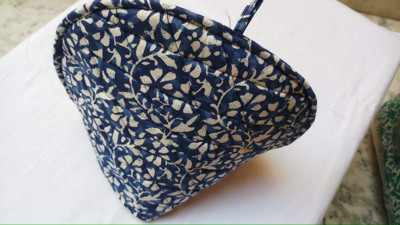 Malan Bai Mandala Tea Cozy Cover White Hand Block Winter Tea Cozy Cotton Tea Kettle Warmer Pot Cover Hot Coffee Cover Handamde Kitchen Décor Brand: Malan Bai (Pattern 44) - Image 4