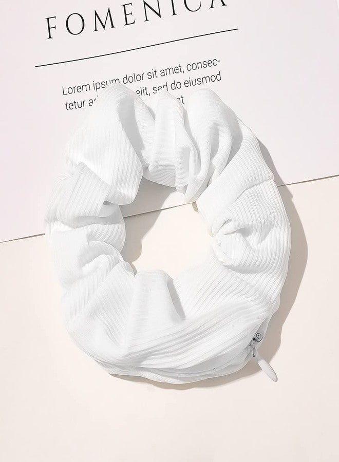 DINPREY Pocket Scrunchies for women Hair Ties with Hidden Zipper Stash Scrunchy Ponytail Holder (4pcs stripe A) - Image 4