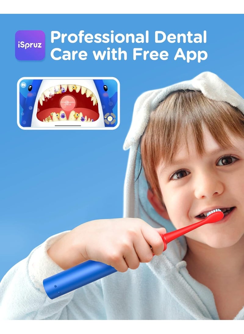 بيتفي فرشاة الأسنان الكهربائية الصوتية Bitvae K7S 70S Kiddo للأطفال - قابلة لإعادة الشحن، تدعم البلوتوث، وتأتي مع 4 رؤوس فرشاة (اللون: أزرق) - Image 2