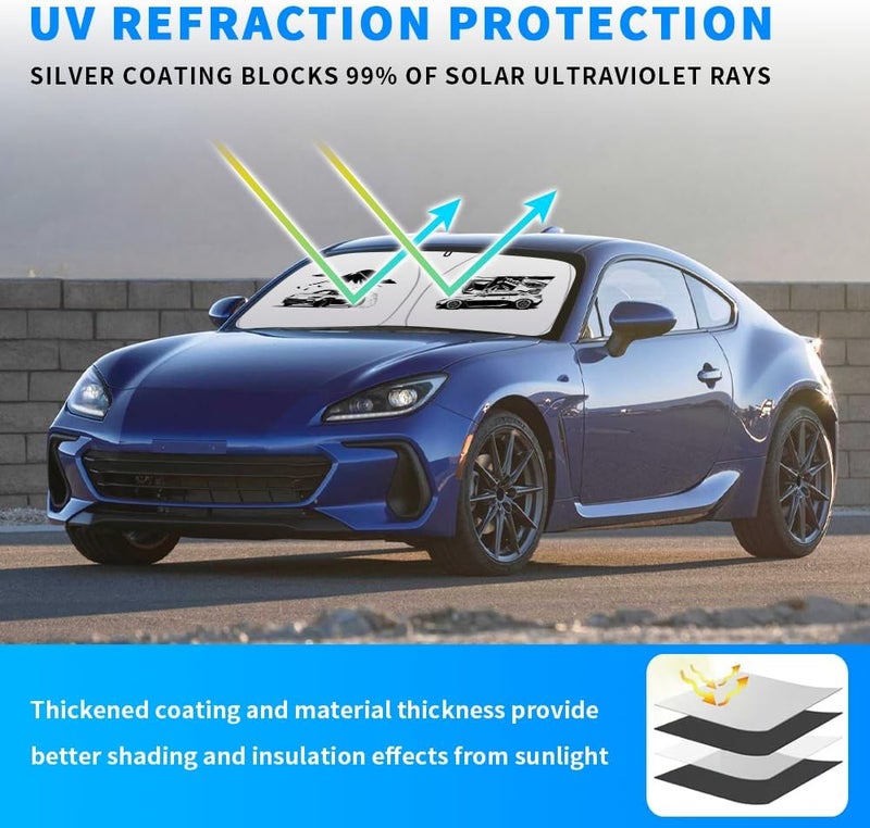uunonaha غطاء واقي للزجاج الأمامي متوافق مع سيارات Subaru BRZ/GR86 ZN6 ZN8، يحجب أشعة الشمس ويحمي العينين، قابل للطي (لطراز BRZ) - Image 2