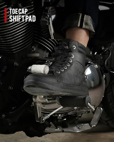 BORLENI BORLEN Motorcycle Riding Shoes Cowhide Leather Breathable Casual Outdoor Street Motorcycle Boots for Men Black 11 - Image 3