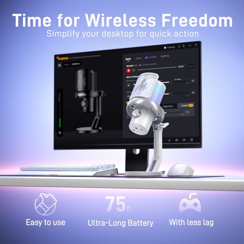 MAONO Wireless Gaming Microphone for PC Condenser USB Mic with AI Voice Change Noise Cancellation RGB Gain Control Custom EQ for Streaming Recording Podcast PS5 PS4 Twitch YouTube DM40 Pro White - Image 3