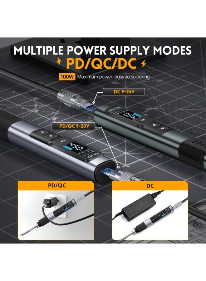 FNIRSI HS-02 intelligent soldering iron 100W portable thermostatic soldering station soldering pen home maintenance welding - Image 3