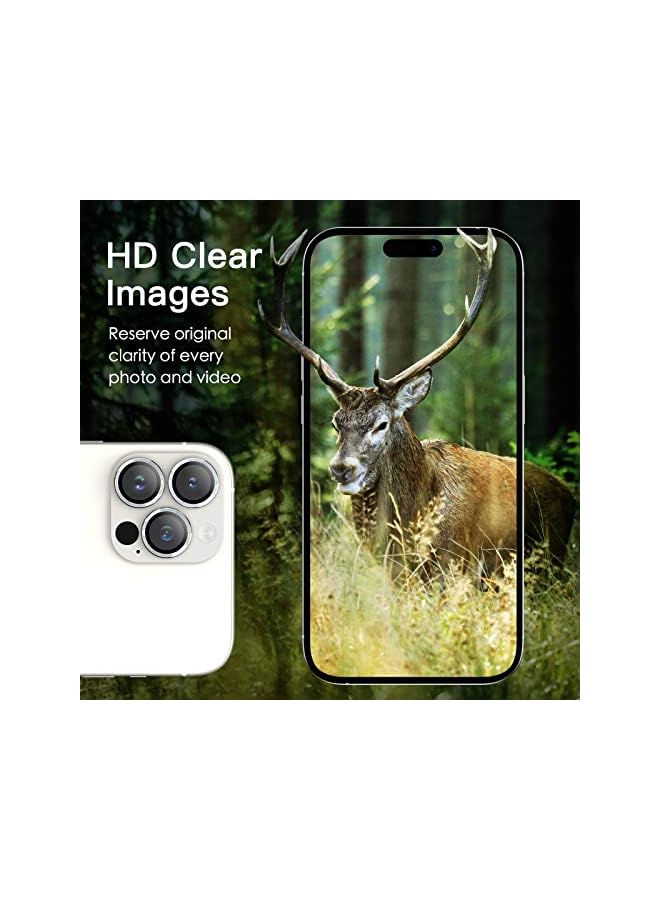 Jetech Camera Lens Protector For Iphone 14 Pro 6.1-Inch And Iphone 14 Pro Max 6.7-Inch, 9H Tempered Glass Metal Individual Ring Cover, Hd Clear, 3-Pack (Silver) - Image 5