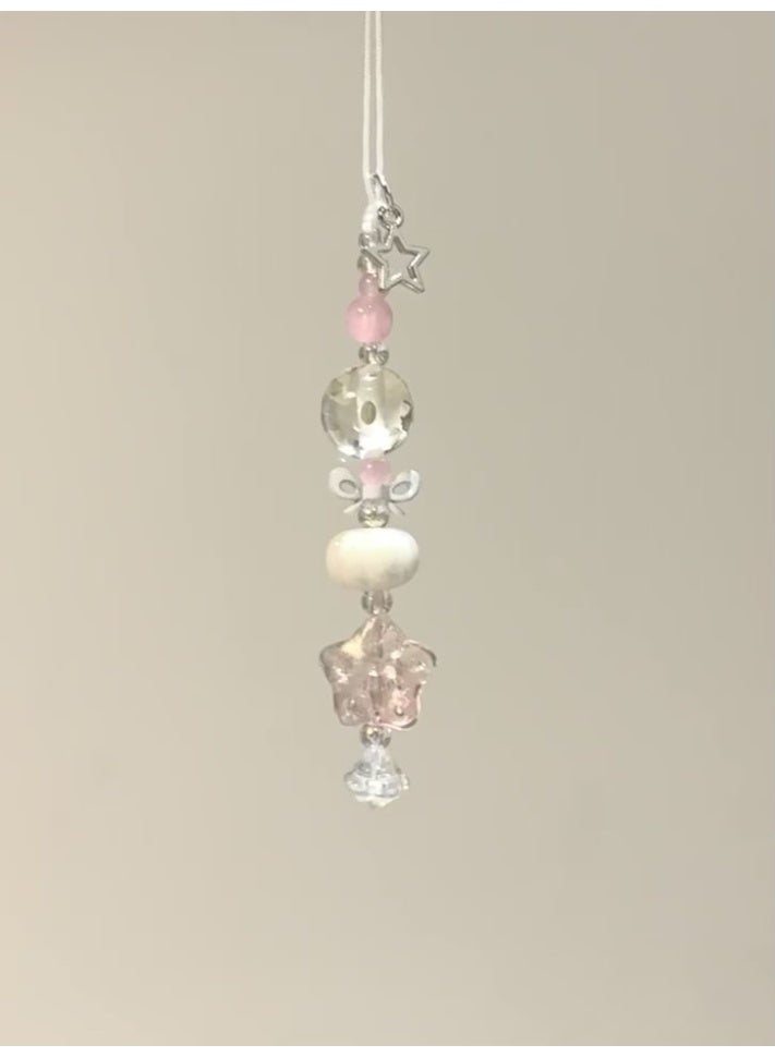 NIBEMINENT Super Cute Beaded Phone Charm – Trendy Phone Chain Wrist Strap, Shining Beads Chain Lanyard for Cell Phone