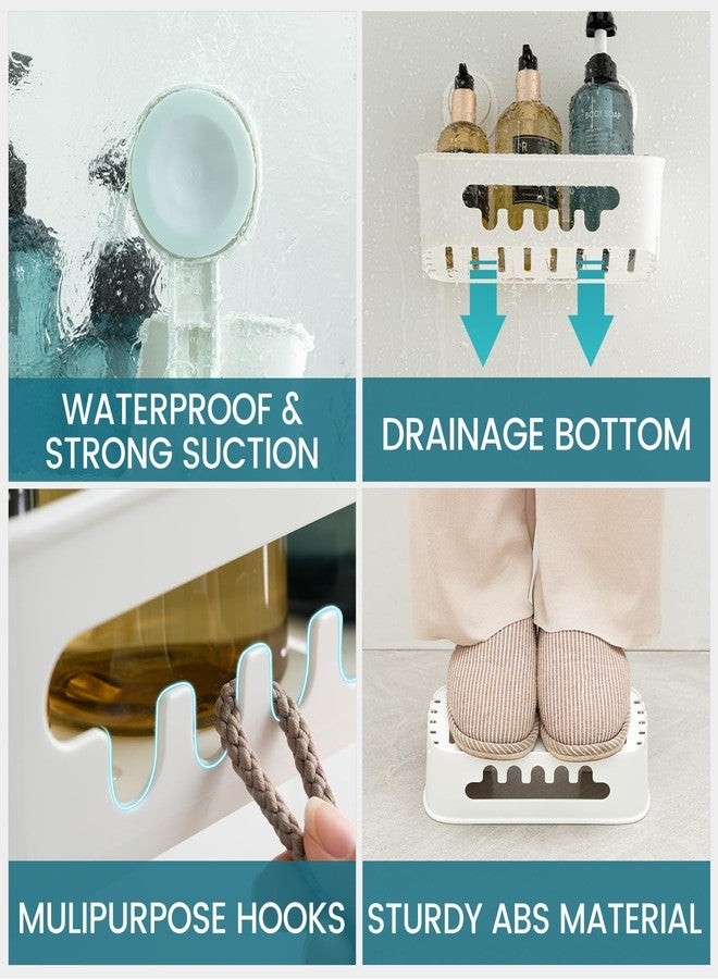 TAILI Shower Caddy Suction Cup 2 Pack, Heavy Duty Bathroom Organizer, Removable Shelves for Inside Shower, Shampoo, Waterproof Suction Plastic Storage for Bathroom Accessories Holder, White - Image 4
