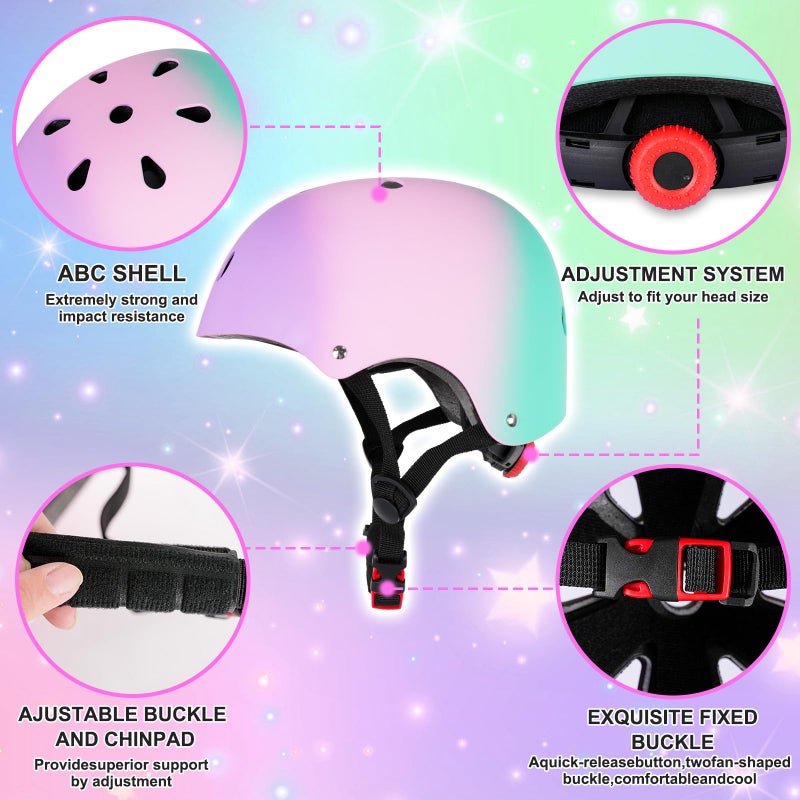 Banzk Kids Bike Helmet for 3-5-8-14+ Age Girls and Boys, Kids Helmet with Knee Pads Elbow Pads Wrist Guards,Ventilation Multi-Sport Scooter Roller Skate Rollerblading Skateboarding Climbing Cycling - Image 3