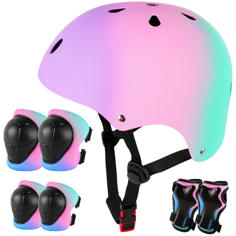 Banzk Kids Bike Helmet for 3-5-8-14+ Age Girls and Boys, Kids Helmet with Knee Pads Elbow Pads Wrist Guards,Ventilation Multi-Sport Scooter Roller Skate Rollerblading Skateboarding Climbing Cycling - Image 1