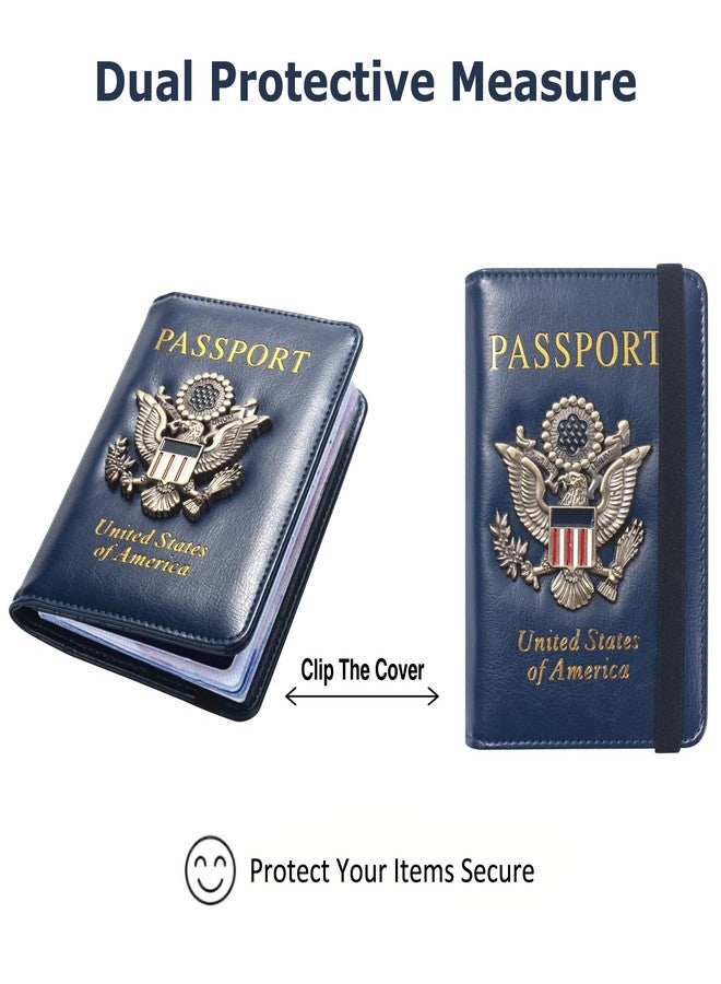 FACATH Premium Passport Holder for Travel, RFID Blocking Passport Cover Slim, Durable & Travel-Friendly, Passport Wallet Keep Your Documents Safe & Organized (Navy Blue) - Image 5