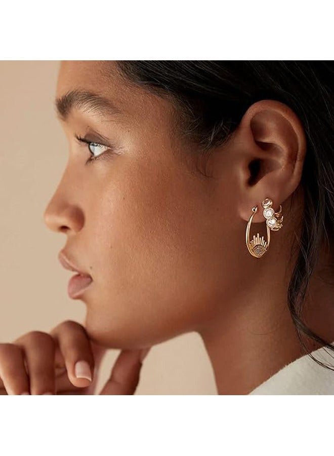 Mevecco Women Huggie Hoop Earrings Gold Ear Stud Cuff 14K Gold Filled Small Boho Beach Simple Delicate Handmade Hypoallergenic Jewelry Gift - Image 2