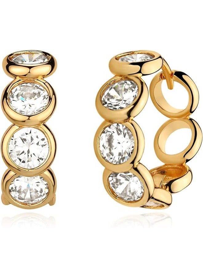 Mevecco Women Huggie Hoop Earrings Gold Ear Stud Cuff 14K Gold Filled Small Boho Beach Simple Delicate Handmade Hypoallergenic Jewelry Gift - Image 1