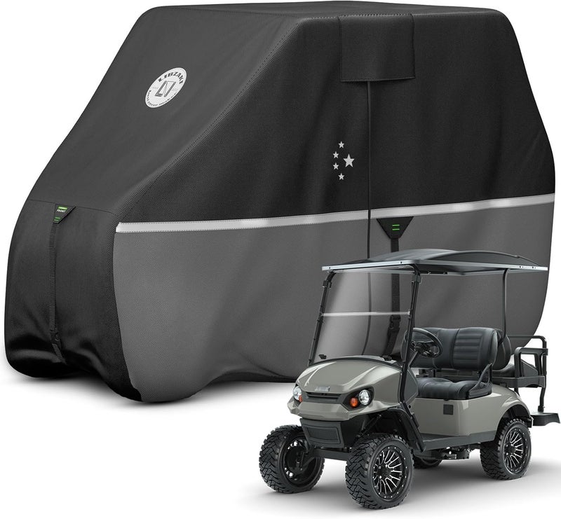 LI LIBZAKI 4 Passenger Golf Cart Cover - Waterproof, Windproof, Sunproof, All-Weather Protection - Gray - Image 1