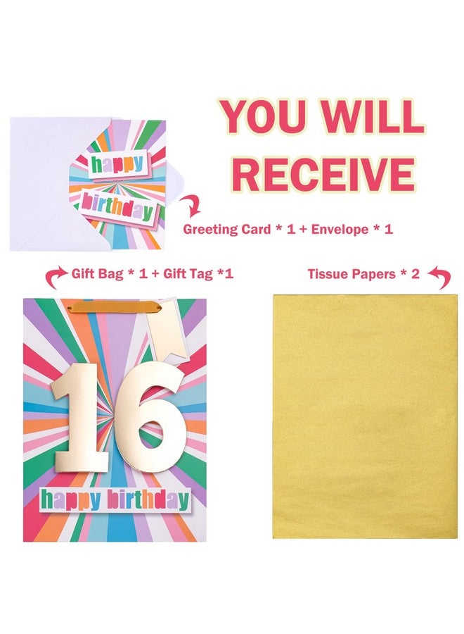 WRAPAHOLIC حقيبة هدايا كبيرة لعيد الميلاد 13" مع بطاقة وورق مناديل لعيد الميلاد 16 - Image 3