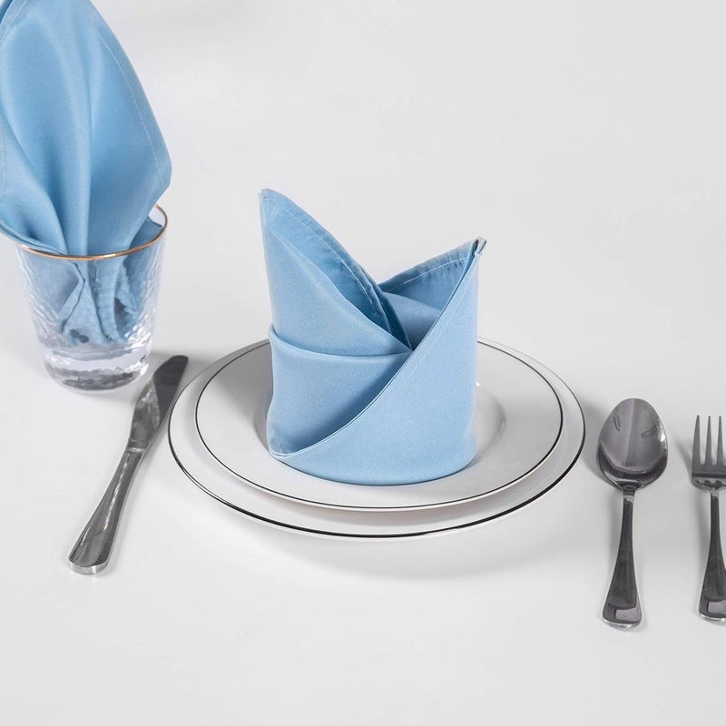 Cupuamon Cloth Napkins 20x20 inch Washable Polyester Dinner Napkins Soft Table Napkins for Wedding Party Dining Banquet(Blue Mist,25PCS) - Image 5