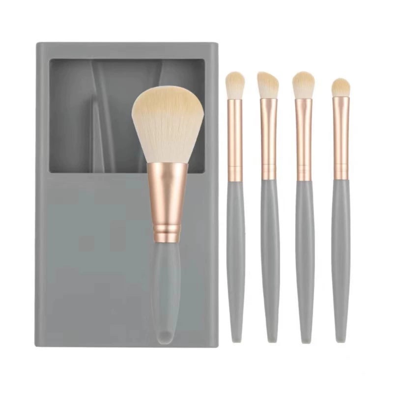 Pack of 5 super soft hair makeup brushes, box with mirror mini portable makeup brush set - Image 5