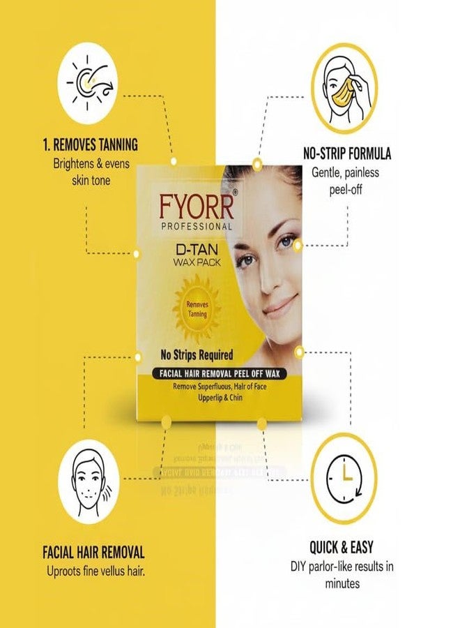 FYORR Non-Sticky Smooth D-Tan Katori Peel-Off Wax 80g | For Face, Forehead, Upper Lip, Eyebrow, Chin, Underarms, Arms, Thighs, Legs & Bikini Line | Tan Removal Wax with Spatula - Image 4