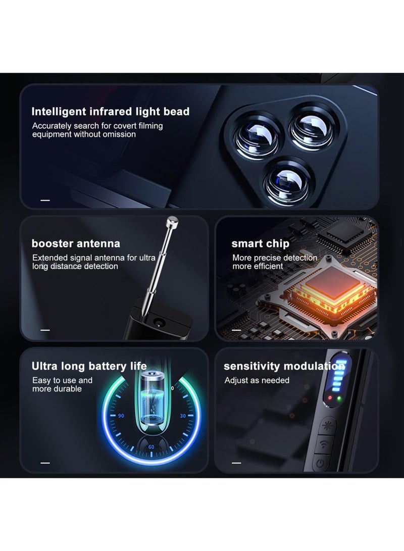 Jourvent Hidden Camera Detector Spy Camera Detector Portable Bug RF Detector Device for Gps Tracker Wireless Listening Device Hidden Camera Finder in Hotel Office Bathroom 6 Levels Sensitivity - Image 4