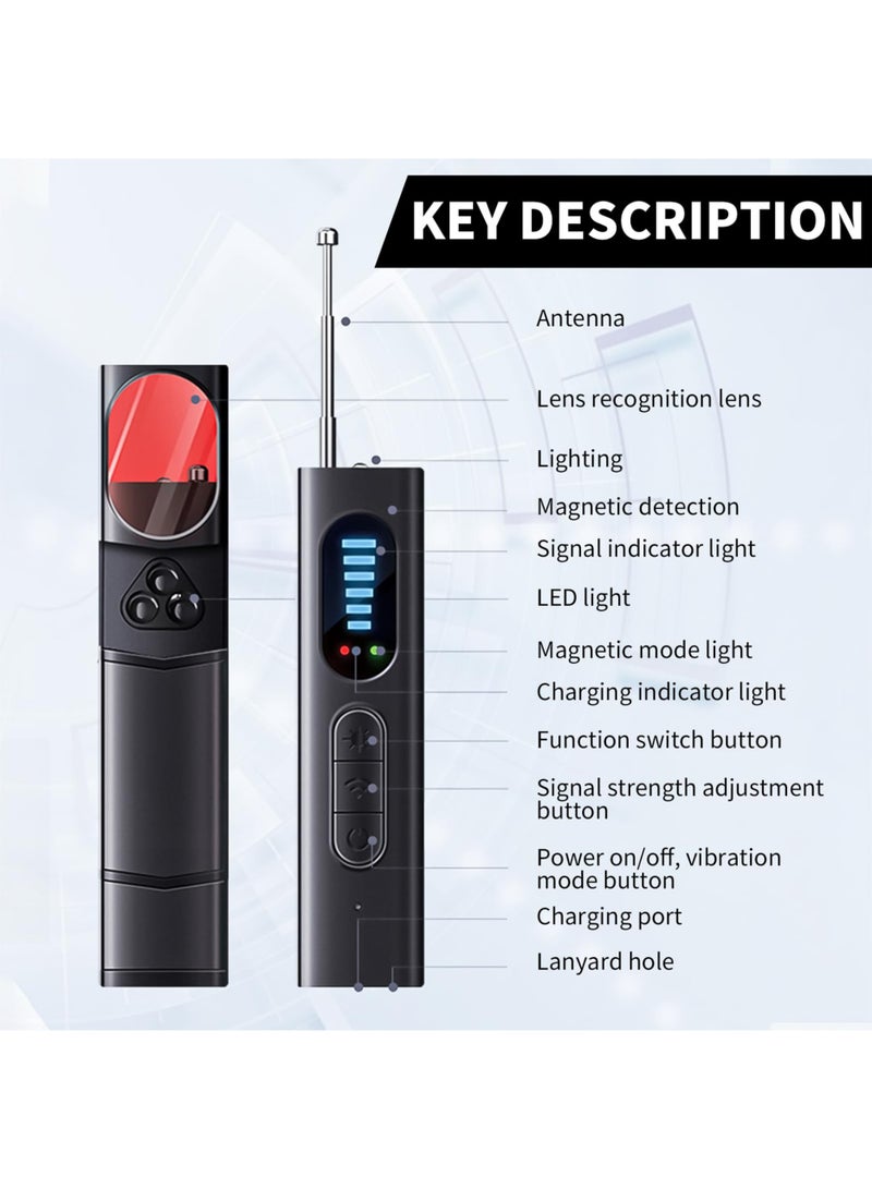 Jourvent Hidden Camera Detector Spy Camera Detector Portable Bug RF Detector Device for Gps Tracker Wireless Listening Device Hidden Camera Finder in Hotel Office Bathroom 6 Levels Sensitivity - Image 3