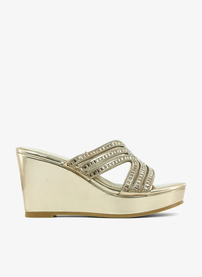 ZAYNA 221-331 Zayna Ladies Classic Wedge Slides 3T2320-713 Rose Gold