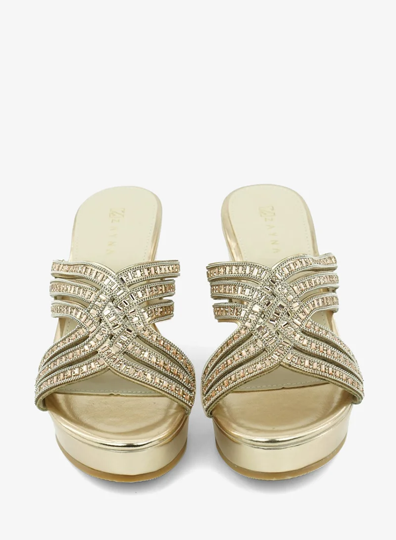 Zayna Rose Gold 221-331 Zayna Ladies Classic Wedge Slides 3T2320-713 Rose Gold for Women | Best Price UAE