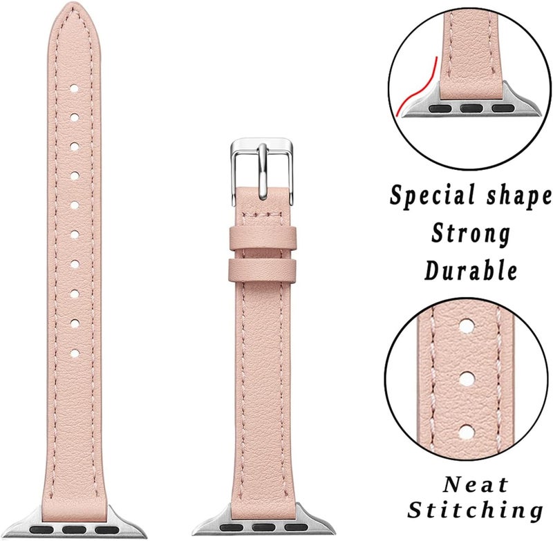 Ofrdncy Slim Leather Bands Compatible with Apple Watch Band 49mm 46mm 45mm 44mm 42mm 41mm 40mm 38mm, Top Grain Leather Thin Apple Watch Strap for iWatch Ultra 2/1 Series 1-11 SE - Image 1