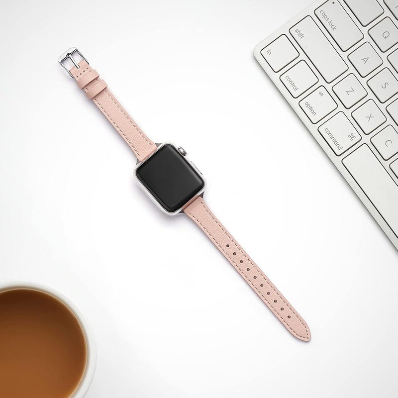 Ofrdncy Slim Leather Bands Compatible with Apple Watch Band 49mm 46mm 45mm 44mm 42mm 41mm 40mm 38mm, Top Grain Leather Thin Apple Watch Strap for iWatch Ultra 2/1 Series 1-11 SE - Image 3