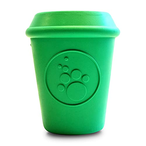 SodaPup Coffee Cup Durable Dog Treat Dispenser Chew Toy Made in USA from NonToxic Pet Safe Food Safe Natural Rubber Material for Mental Stimulation Problem Chewing Calming Nerves More - Image 1