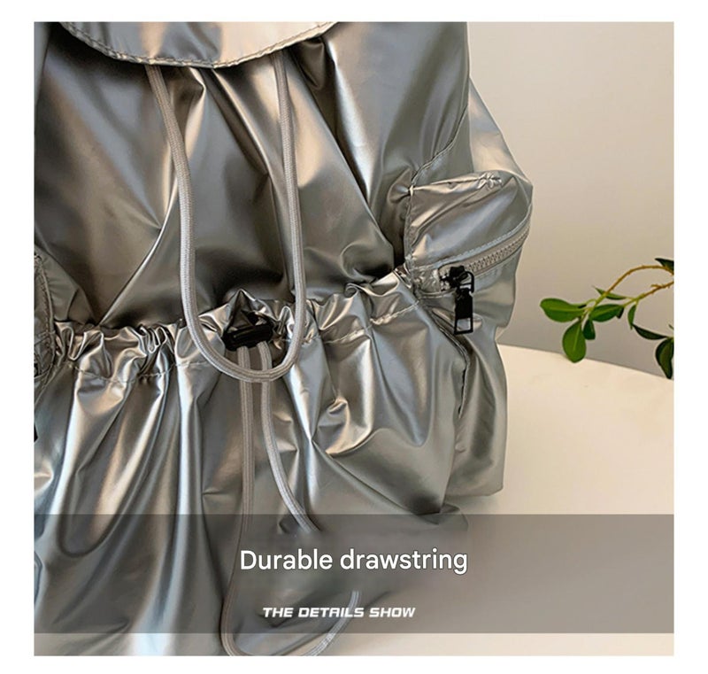 Large capacity washed cloth drawstring backpack - Image 2
