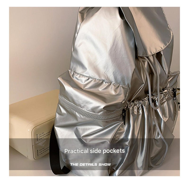 Large capacity washed cloth drawstring backpack - Image 3