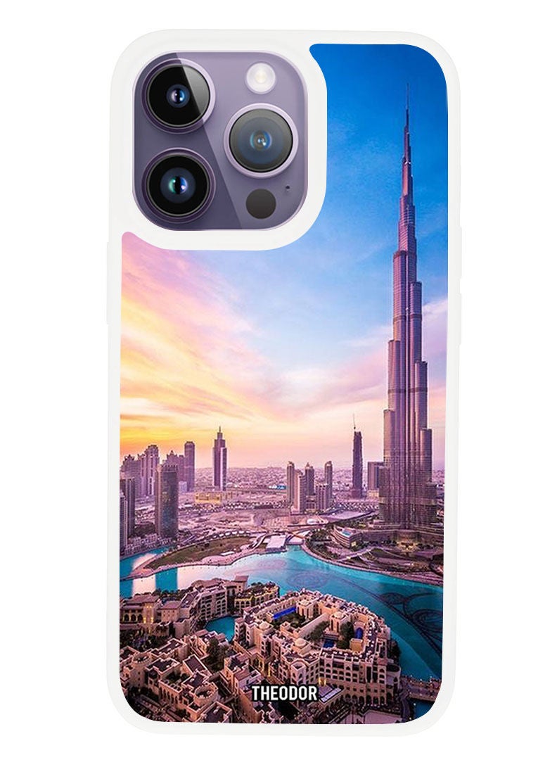 Theodor Protective Case Anti Scratch Shock Proof Cover For APPLE IPHONE 14 PRO MAX Burj Khalifa (White Bumper) - Image 1