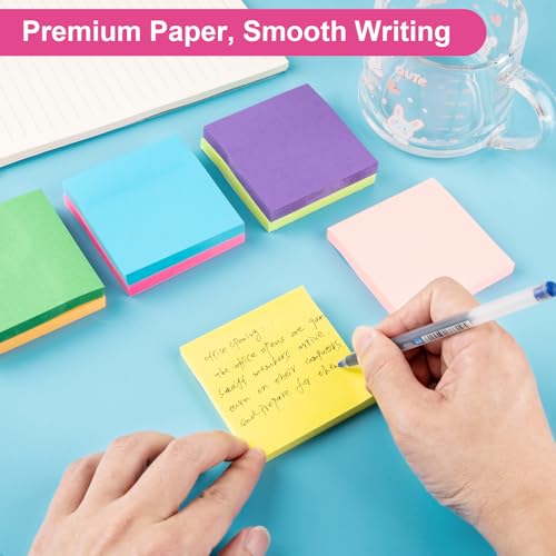 AUYAARS Sticky Notes 3x3 Inch, 8 Pads, 800 Sheets, 8 Bright Colors Sticky Note Pad, Bulk Self-Stick Pads, Home Office School Supplies, Clean Removal, Recyclable, Easy to Post for Notebook, 100 Sheets/Pad - Image 5