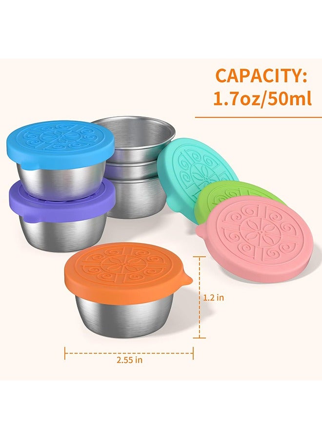 Arabest 1.7oz/50ml Salad Dressing Container to Go, 6 Pack Small Containers with Lids, Reusable Sauce Containers for Lunch Box with Silicone Lids, Stainless Steel Small Food Containers, Leakproof, Sauce Cups - Image 3