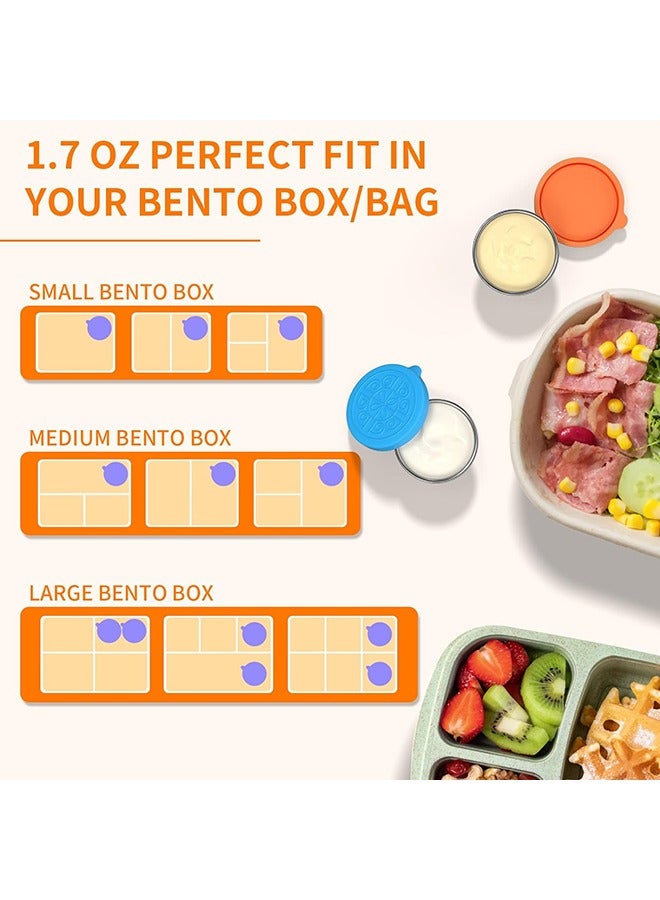 Arabest 1.7oz/50ml Salad Dressing Container to Go, 6 Pack Small Containers with Lids, Reusable Sauce Containers for Lunch Box with Silicone Lids, Stainless Steel Small Food Containers, Leakproof, Sauce Cups - Image 5