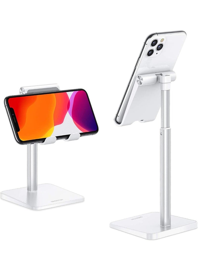 Omoton Cell Phone Stand, Adjustable Angle Height Desk Phone Dock Holder for iPhone SE 16 Pro Max/Plus/XS/XR, Samsung Galaxy S20 / S10 / S9 / S8 and Other Phones (3.5-7.0-Inch),Silver - Image 1