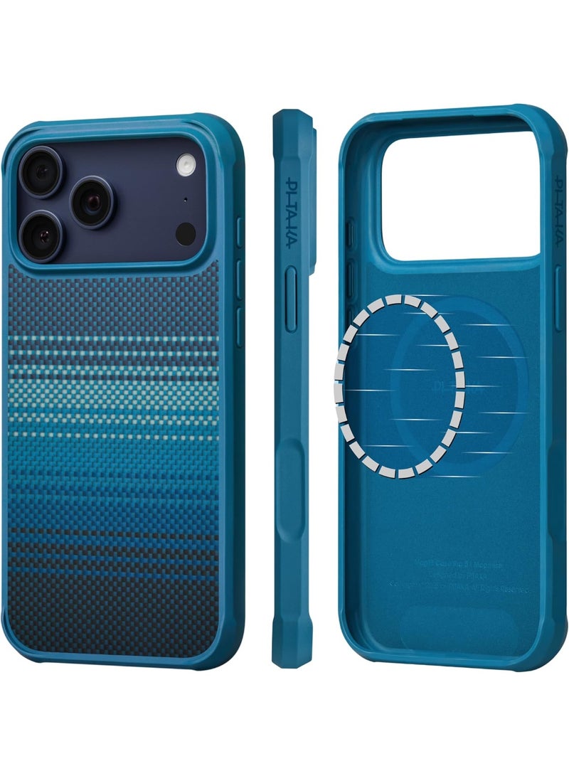 PITAKA حافظة بيتاكا لجهاز آيفون 17 برو ماكس 6.9"، حافظة واقية بمعيار عسكري، متوافقة مع ماغسيف، مصنوعة من ألياف أراميد 1500D المنسوجة وTPU، بروغارد - شروق القمر - Image 1