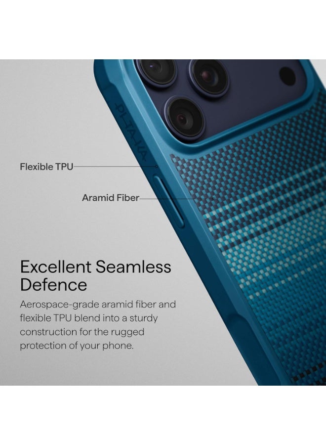 PITAKA حافظة بيتاكا لجهاز آيفون 17 برو ماكس 6.9"، حافظة واقية بمعيار عسكري، متوافقة مع ماغسيف، مصنوعة من ألياف أراميد 1500D المنسوجة وTPU، بروغارد - شروق القمر - Image 5