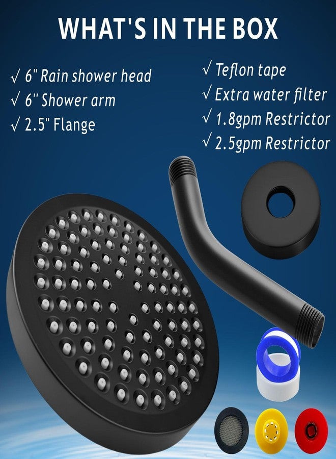 Nuodan High Pressure Rain Shower Head with Arm - High Flow Rainfall Showerhead - Luxury Modern Look - Pressure Boosting (6" Shower Head with 6" Arm, Matte Black) - Image 3